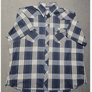 Wrangler Western Shirt XXL Mens Plaid Pearl Snap Short‎ Sleeve Cowboy Rodeo